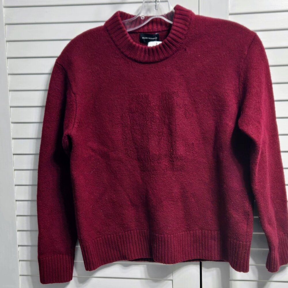 Burgundy Wine Club Monaco 100% Wool Sweater (size M)